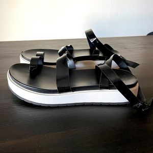 EUC A New Day Black Patent Ankle Strap Sandal